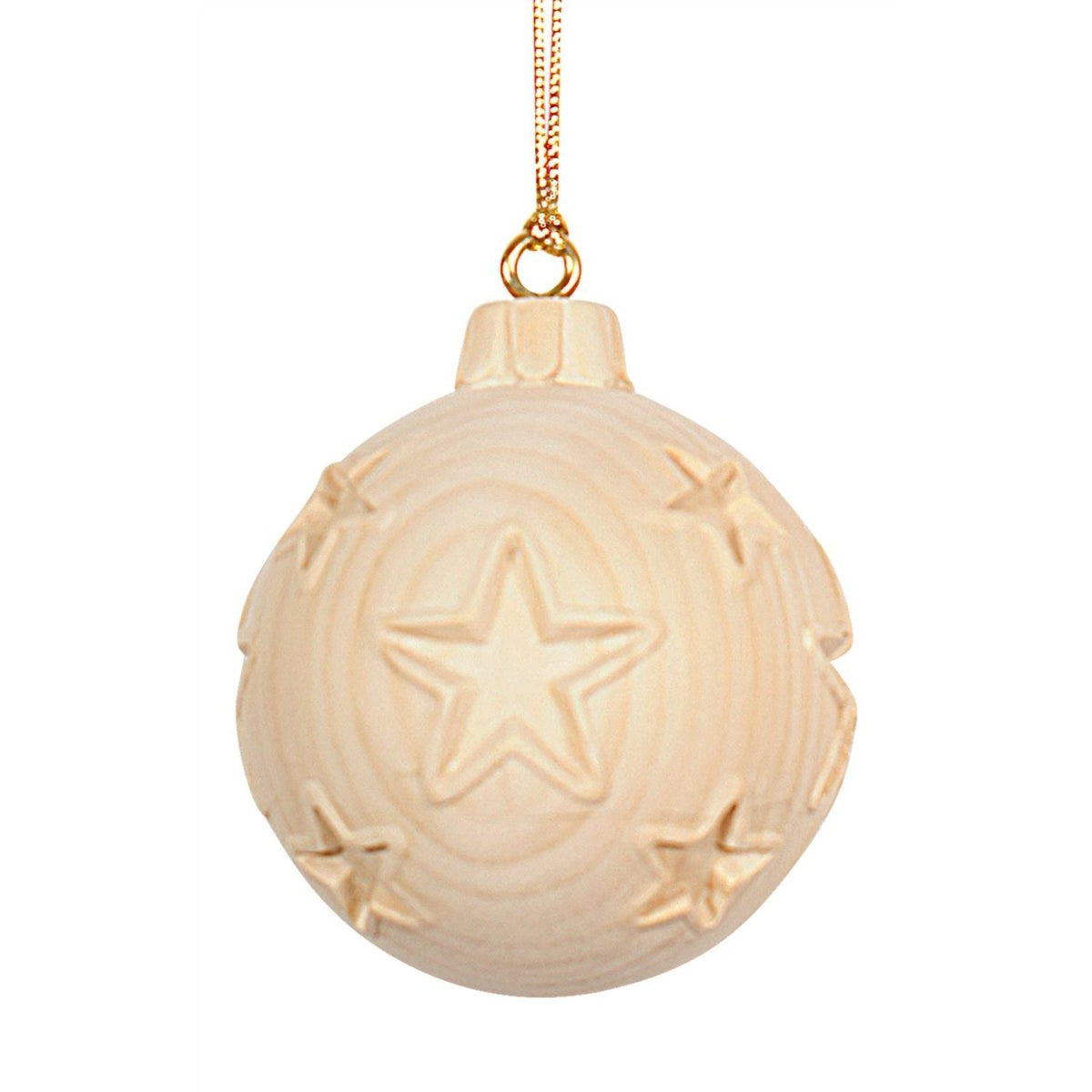 Weihnachtskugel | Sterne massiv | mit Aufhänger | Zirbenholz | Durchmesser 8 cm