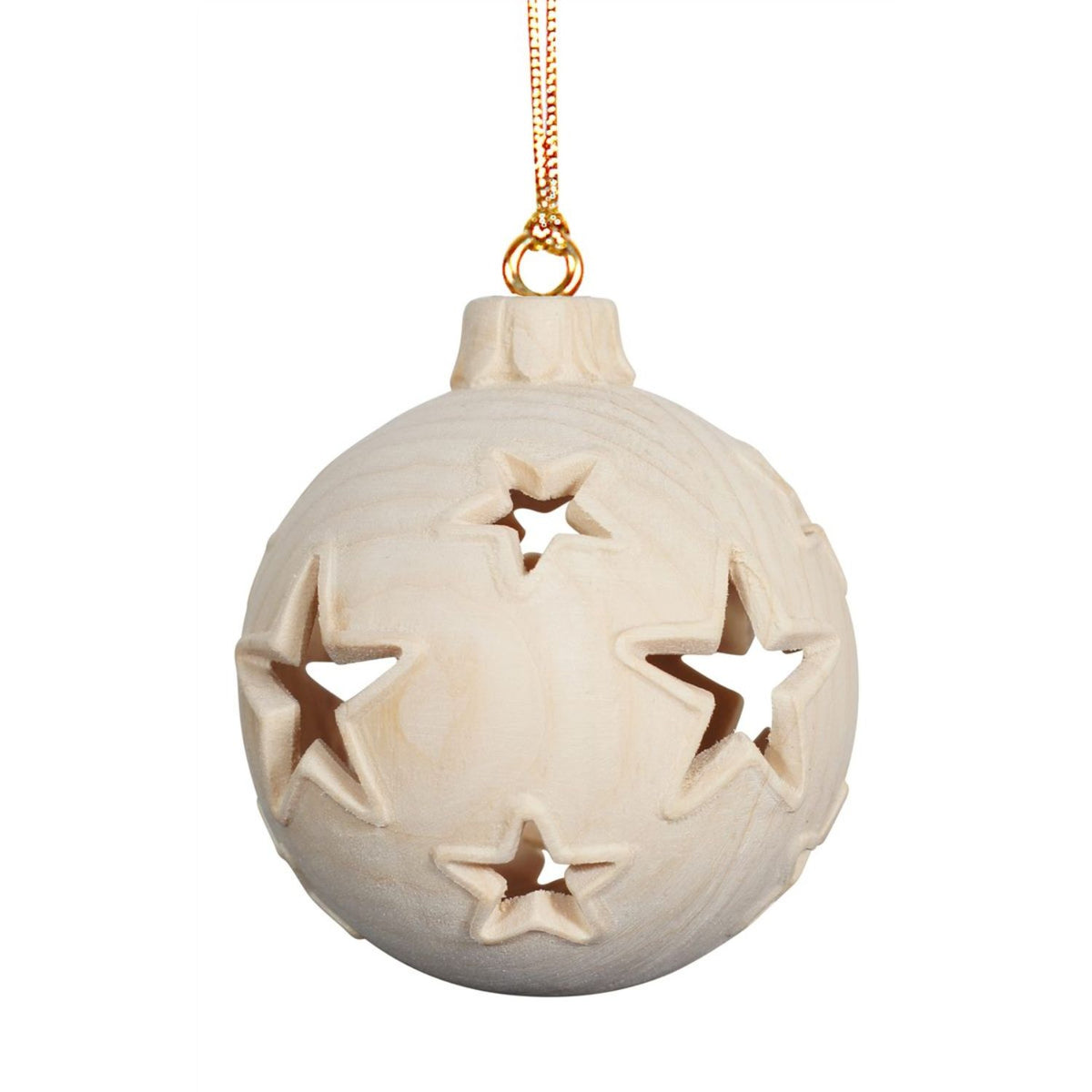 Weihnachtskugel | Sterne | hohl mit Aufhänger | Zirbenholz | Durchmesser 8 cm