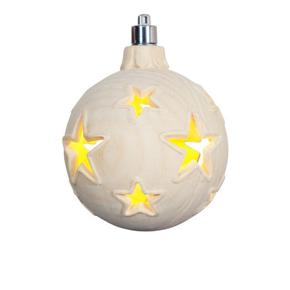 Weihnachtskugel | Sterne | hohl mit Aufhänger | Zirbenholz | Durchmesser 8 cm