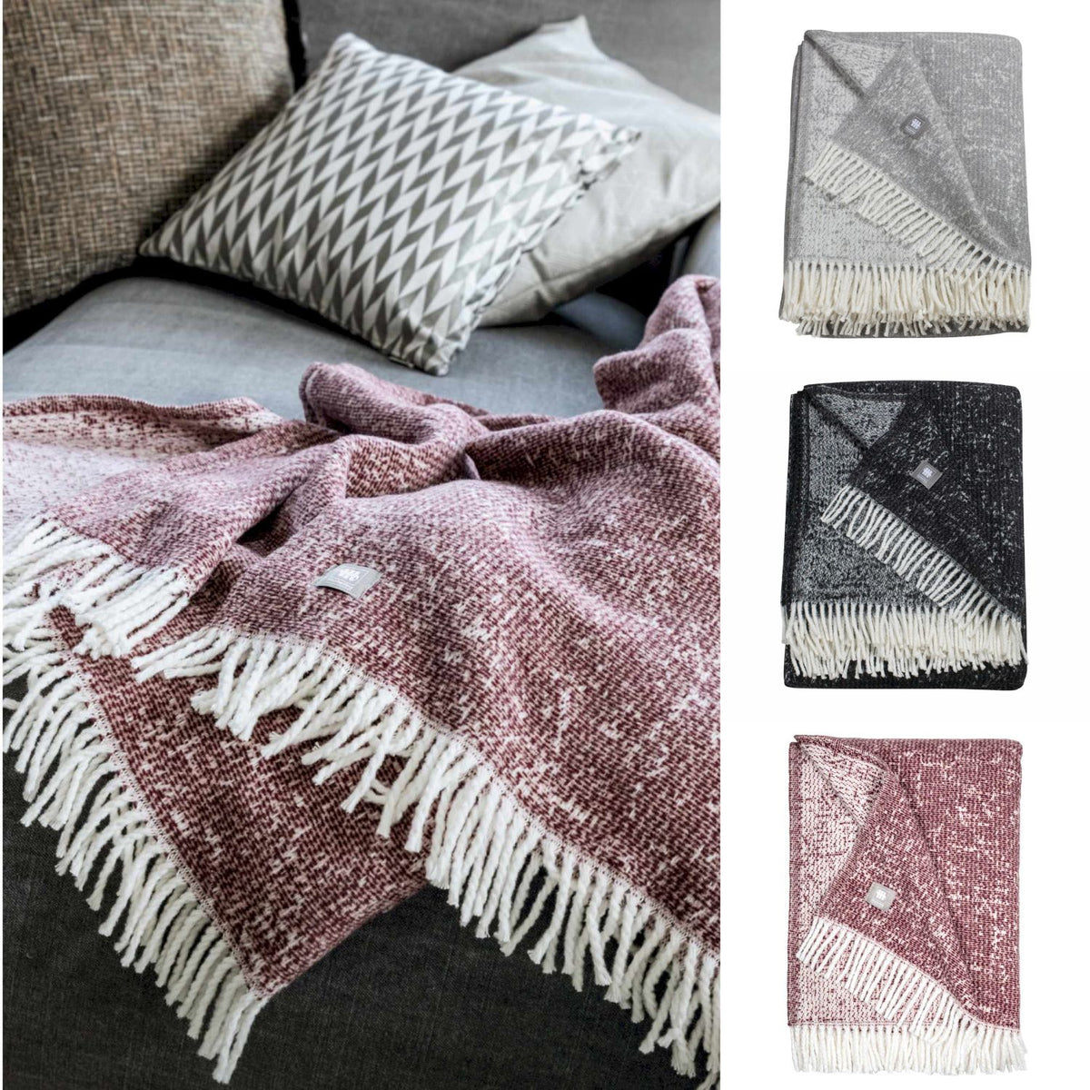 Kuscheldecke 'Ease' | 140x200 cm | BW und PA | Strukturmuster | Grau |  waschbar
