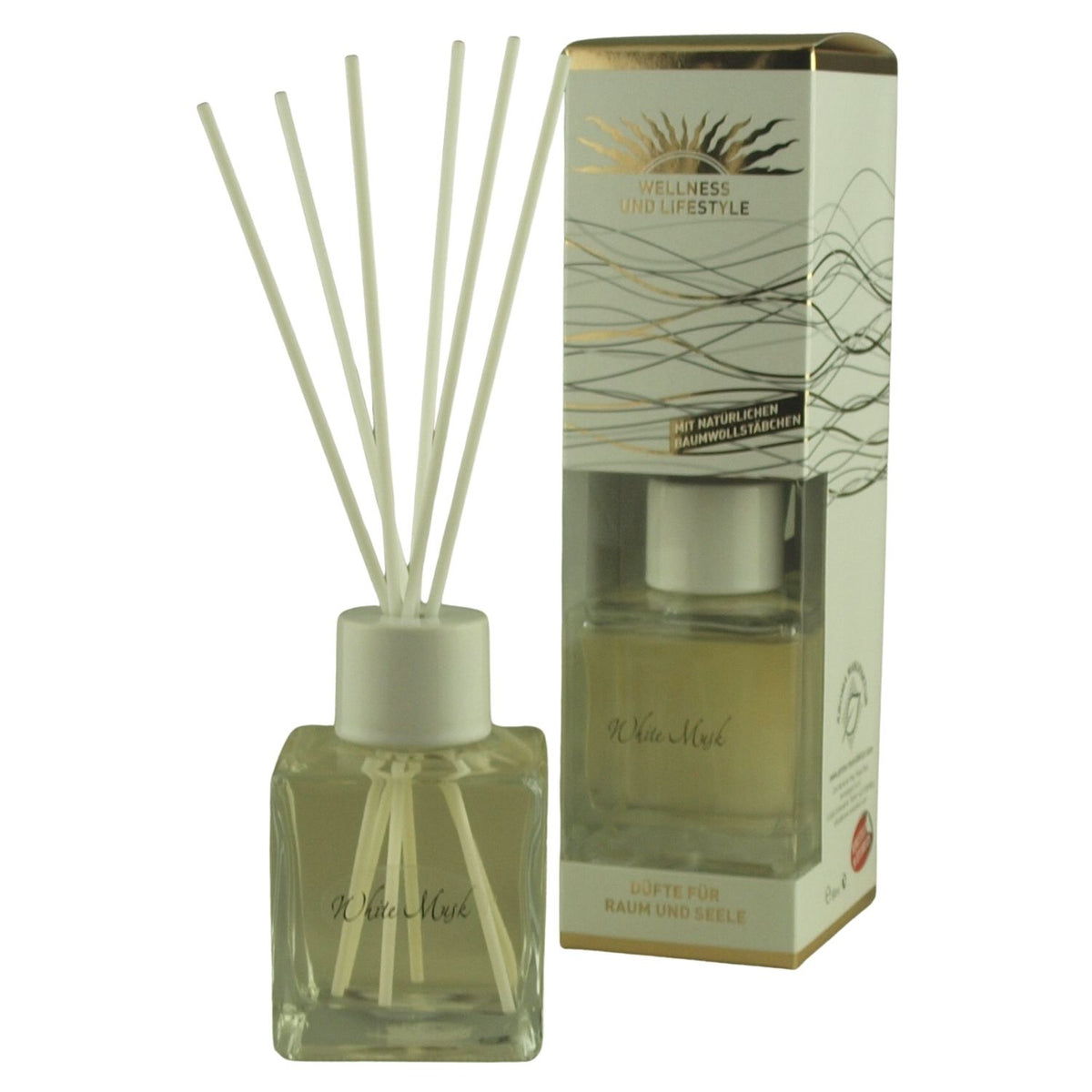 Raumduft 'De Luxe' | Ocean Fresh | 4eck-Glasdiffuser | Baumwollstäbchen |180 ml
