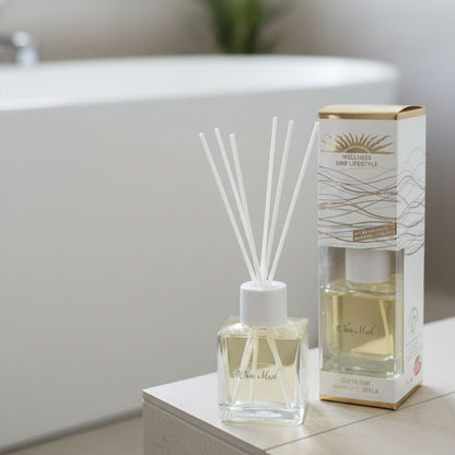 Raumduft 'De Luxe' | Ocean Fresh | 4eck-Glasdiffuser | Baumwollstäbchen |180 ml