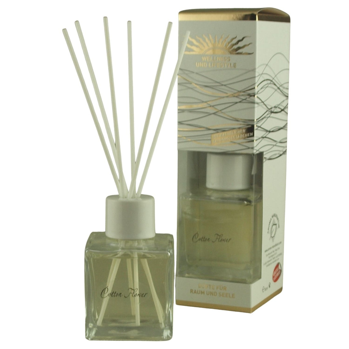 Raumduft 'De Luxe' | Ocean Fresh | 4eck-Glasdiffuser | Baumwollstäbchen |180 ml