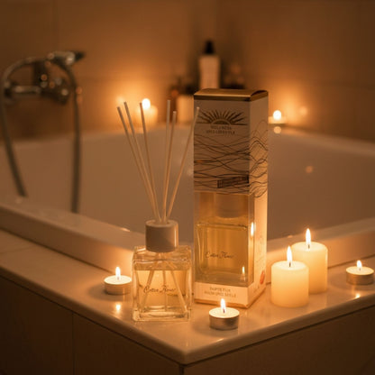 Raumduft 'De Luxe' | Ocean Fresh | 4eck-Glasdiffuser | Baumwollstäbchen |180 ml
