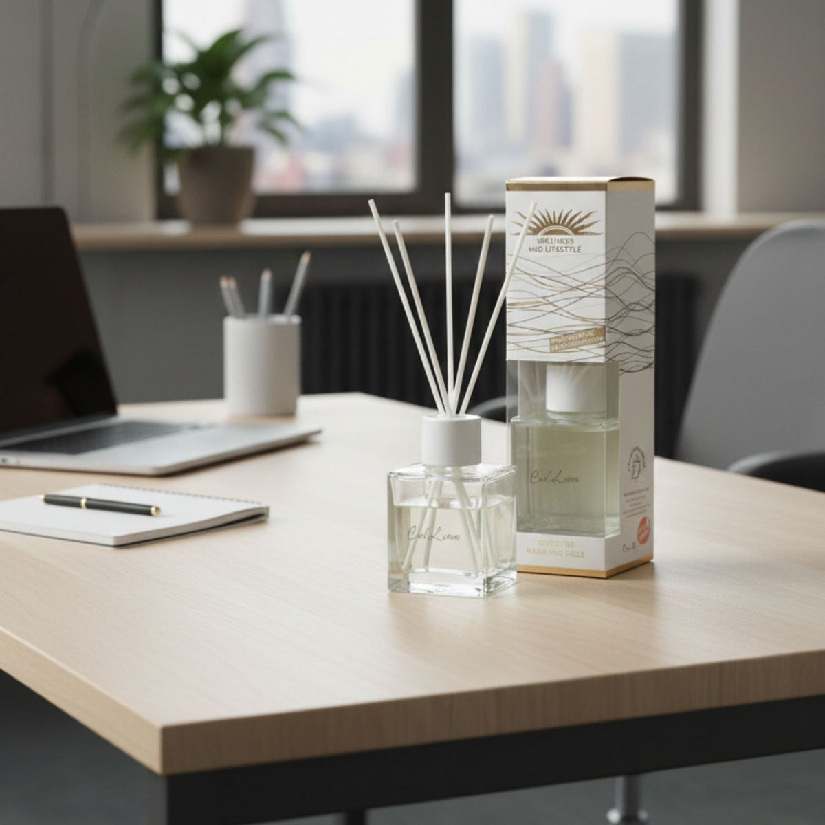 Raumduft 'De Luxe' | Ocean Fresh | 4eck-Glasdiffuser | Baumwollstäbchen |180 ml