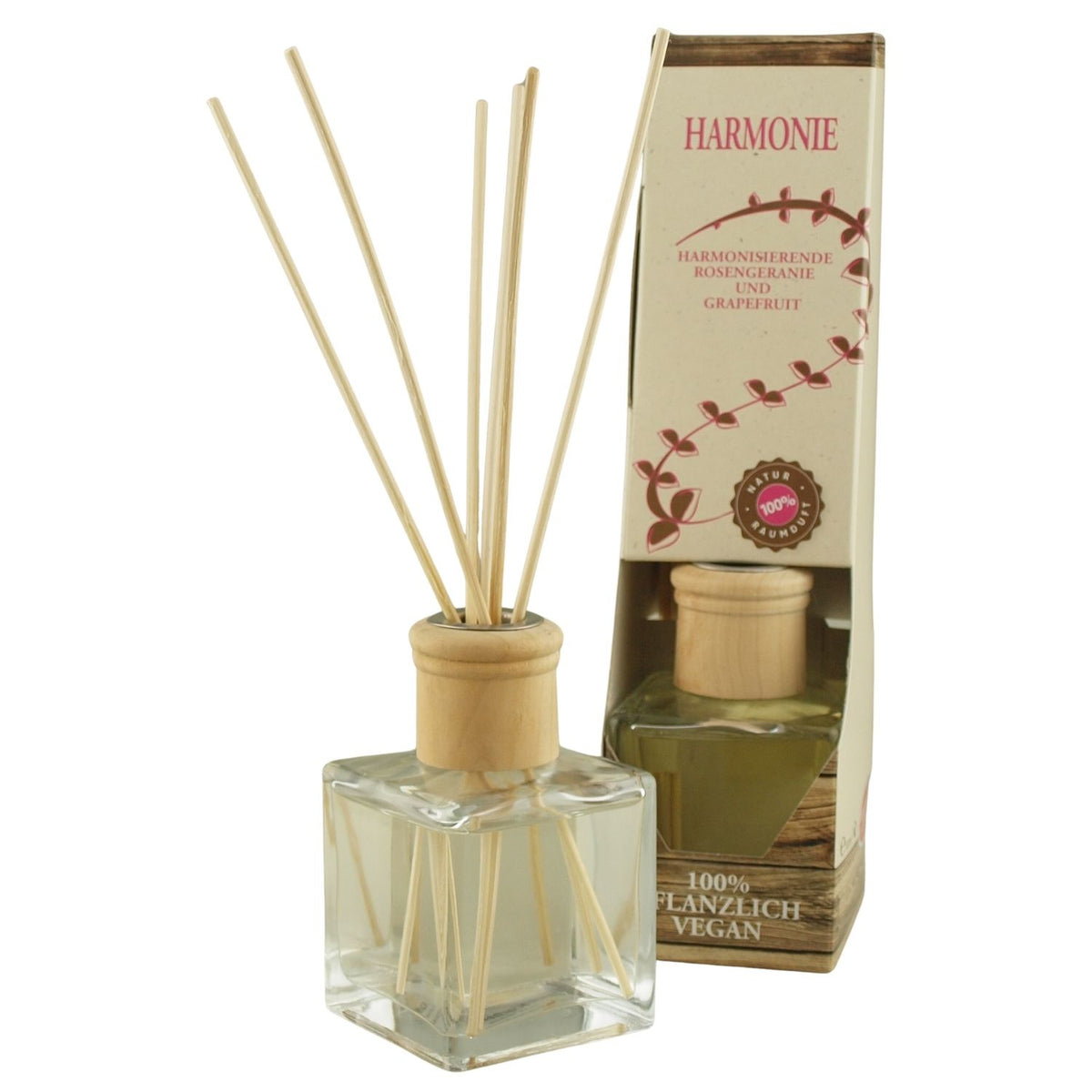 Raumduft 'Natur' | Kräftigung | 4eck-Glasdiffuser | Holzstäbchen |100 ml