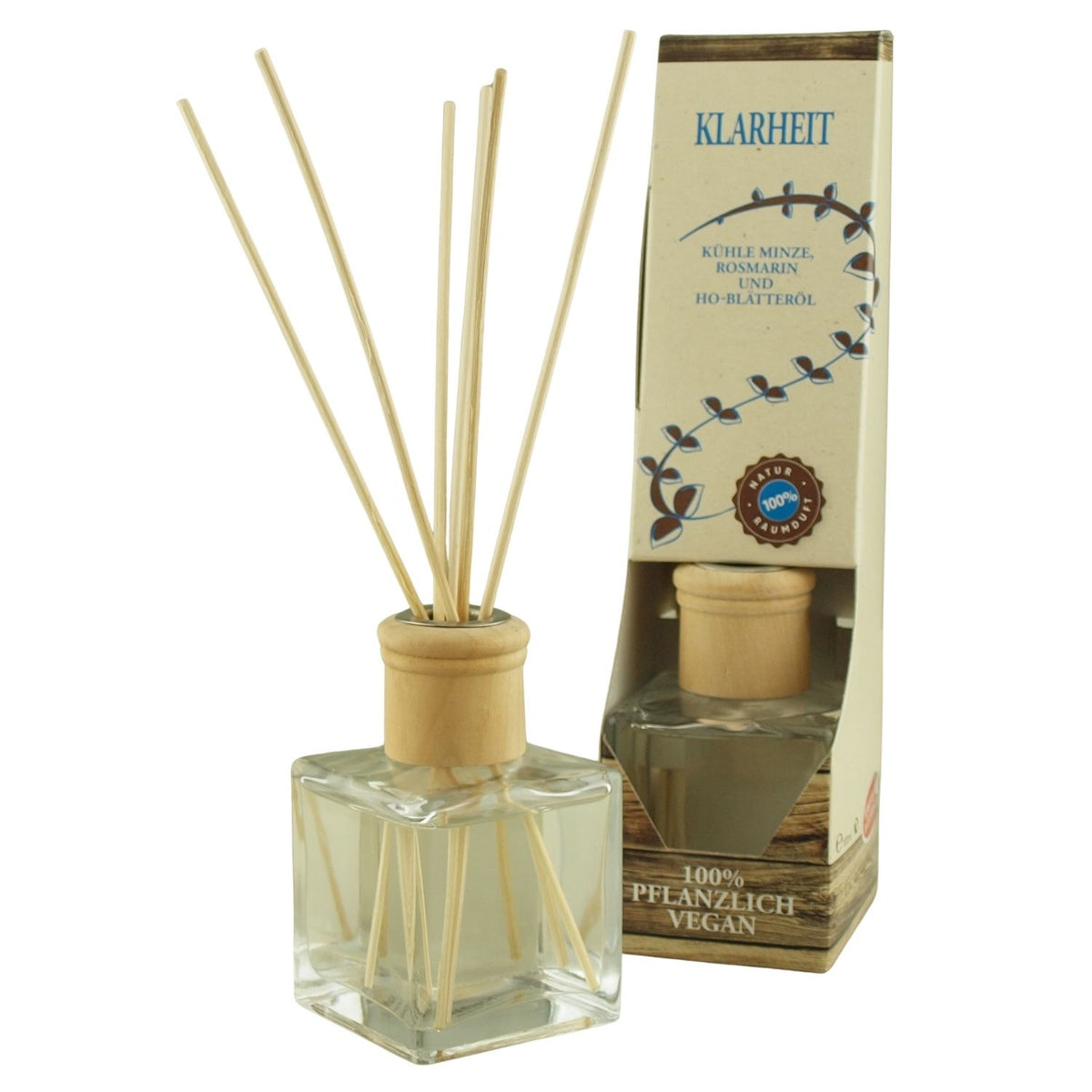 Raumduft 'Natur' | Kräftigung | 4eck-Glasdiffuser | Holzstäbchen |100 ml