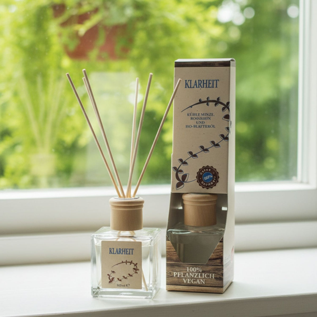 Raumduft 'Natur' | Kräftigung | 4eck-Glasdiffuser | Holzstäbchen |100 ml