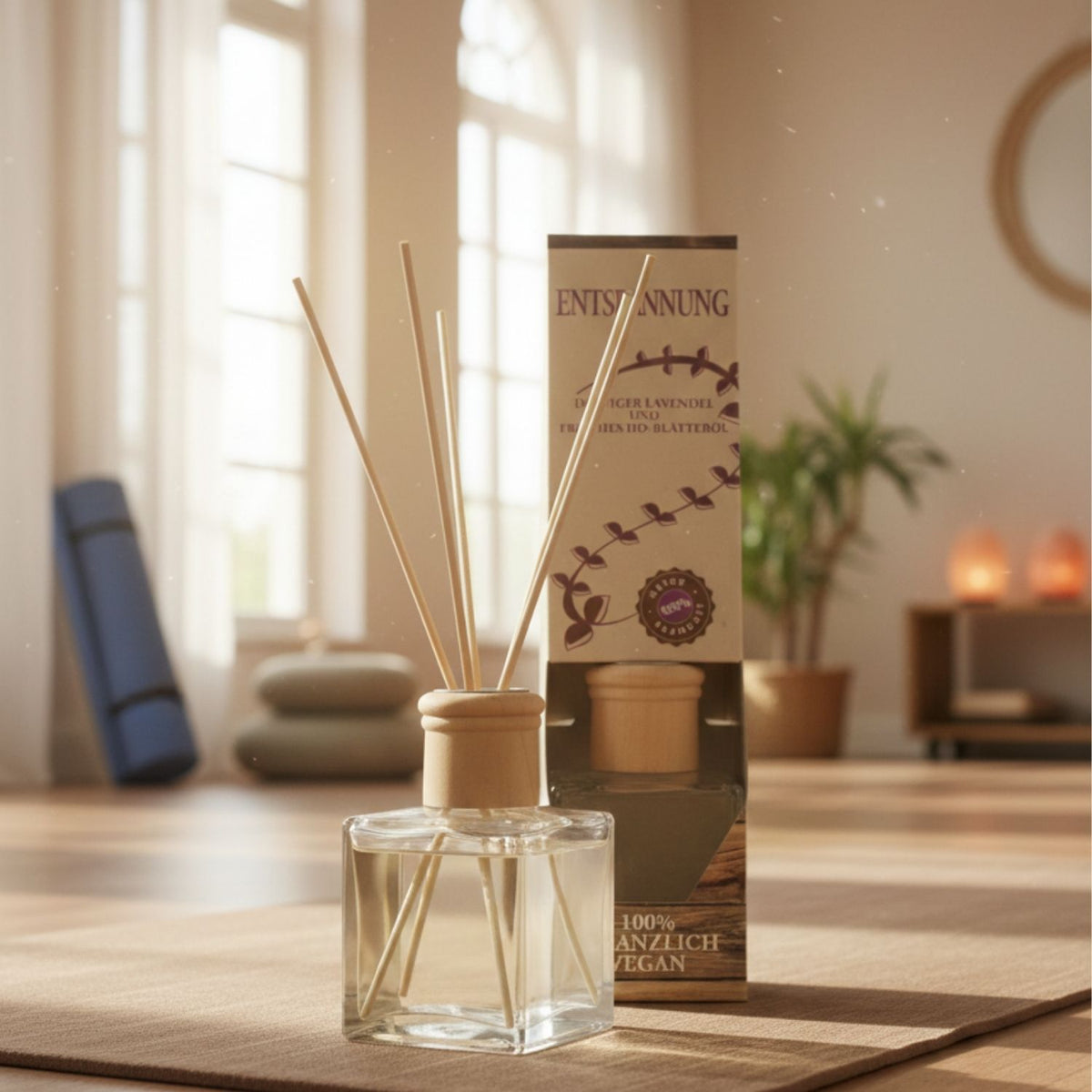 Raumduft 'Natur' | Kräftigung | 4eck-Glasdiffuser | Holzstäbchen |100 ml