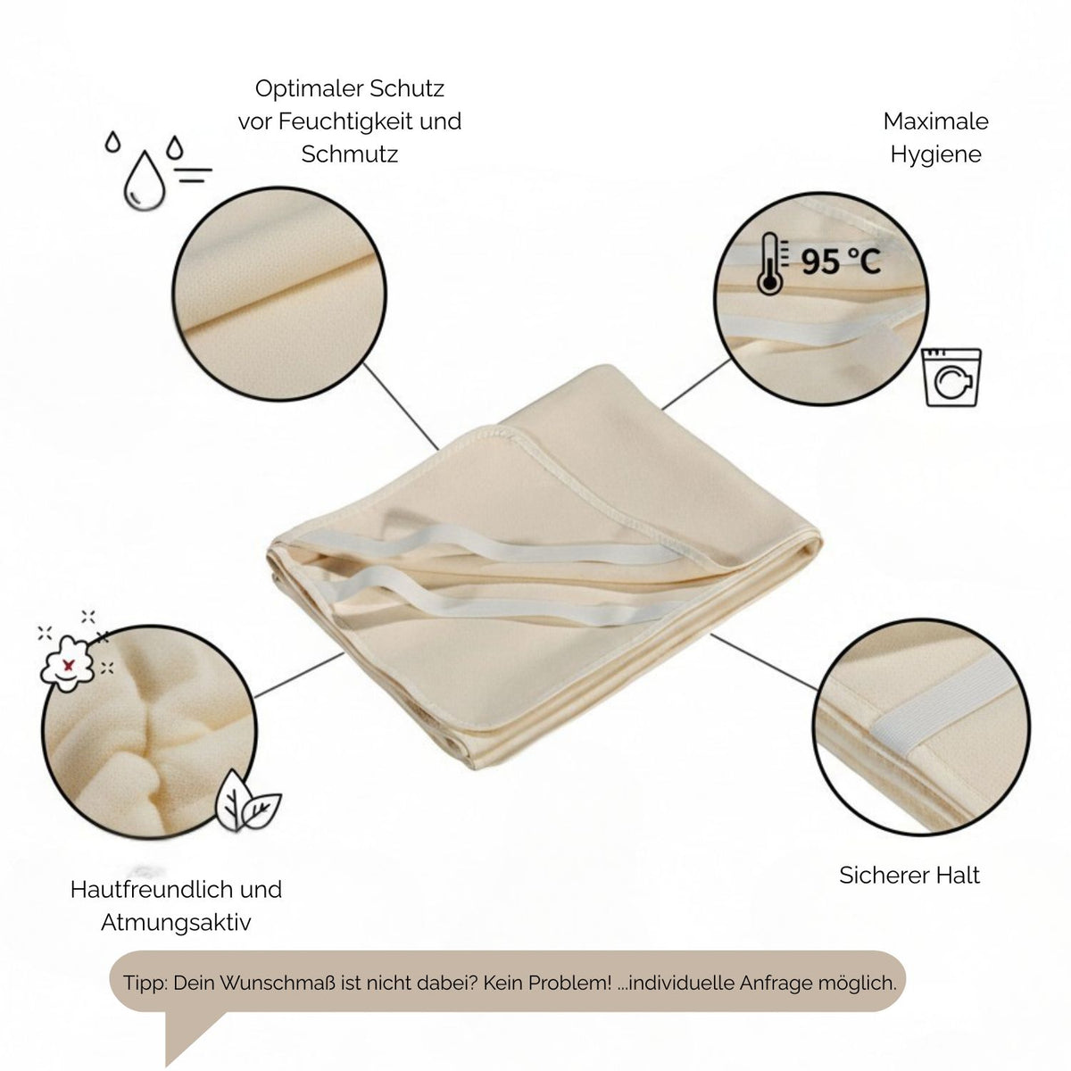 Matratzenschoner | 90x200 cm | 100% Baumwoll-Molton-Gewebe