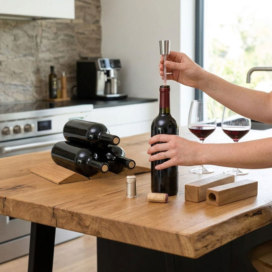 Set Weinregal anthrazit und Weinthermometer