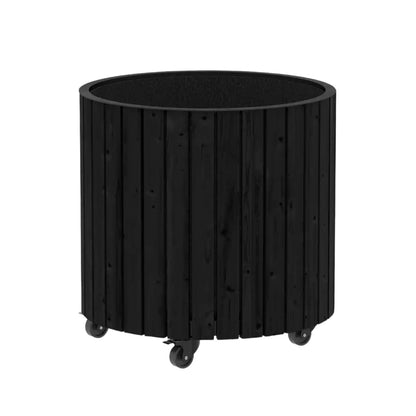 Pflanzkasten 'Circle' | Ø 40 x H 45 cm | Rollen | PE-Pflanztasche | Holz | schwarz