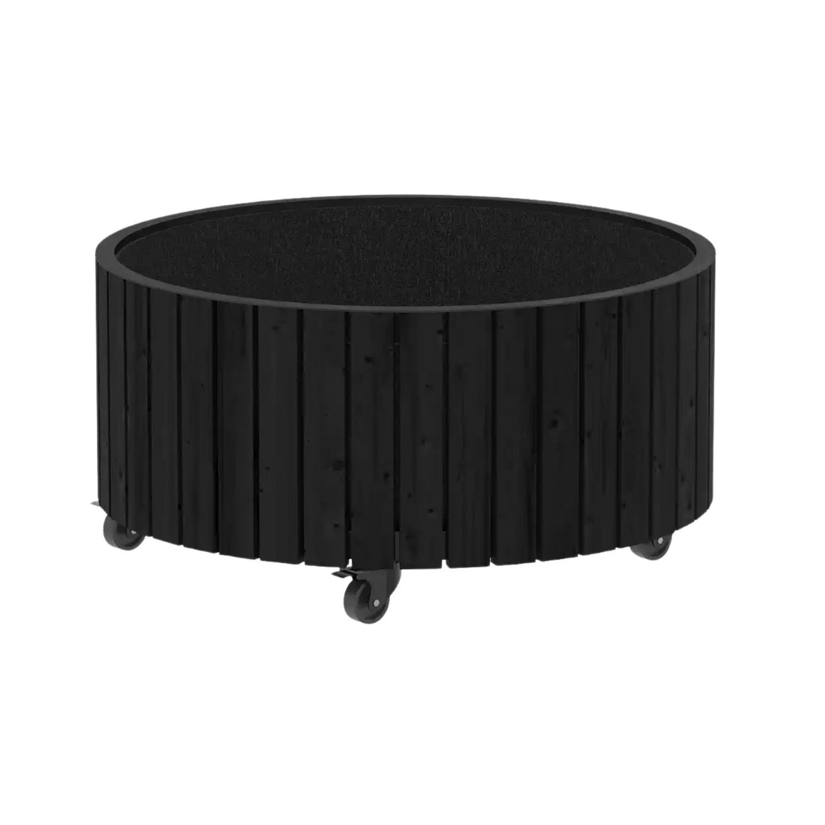 Pflanzkasten 'Circle' | Ø 40 x H 45 cm | Rollen | PE-Pflanztasche | Holz | schwarz