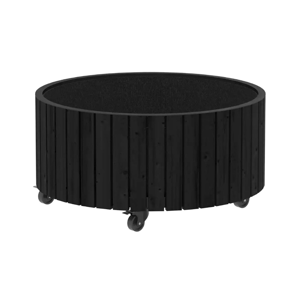 Pflanzkasten 'Circle' | Ø 40 x H 45 cm | Rollen | PE-Pflanztasche | Holz | schwarz