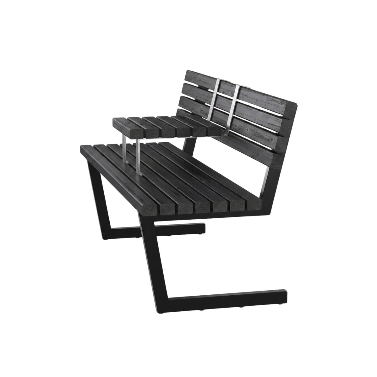 Gartenbank ‘Relax’ | L 150 x B 63,5 x H 82/46 | ThermoWood® | Beschläge feuerverzinkt | schwarz lackiert