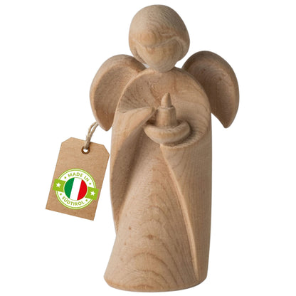 5er Set Klassischer Schutzengel aus Zirbenholz | Geschenk zur Taufe oder zu Weihnachten | Handwerk aus Südtirol
