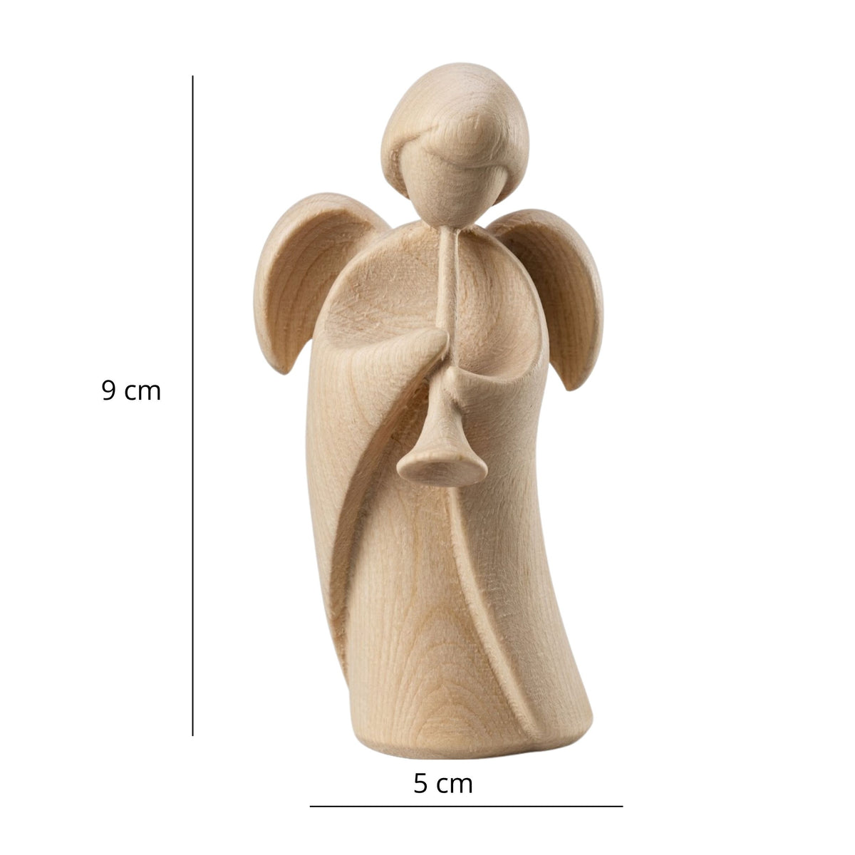 Klassischer Schutzengel aus Zirbenholz | Trompete 9cm