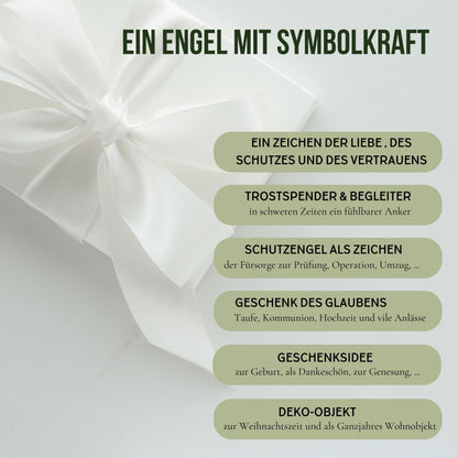 5er Set Klassischer Schutzengel aus Zirbenholz | Geschenk zur Taufe oder zu Weihnachten | Handwerk aus Südtirol