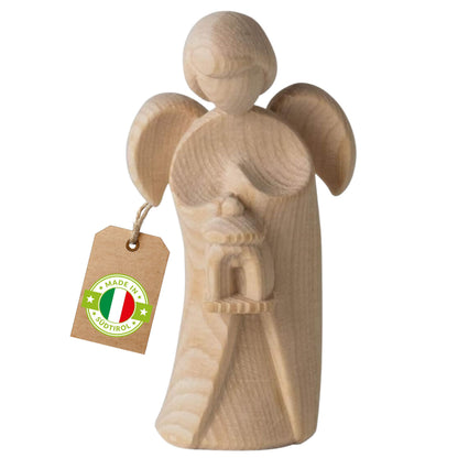 Klassischer Schutzengel aus Zirbenholz | Trompete 9cm