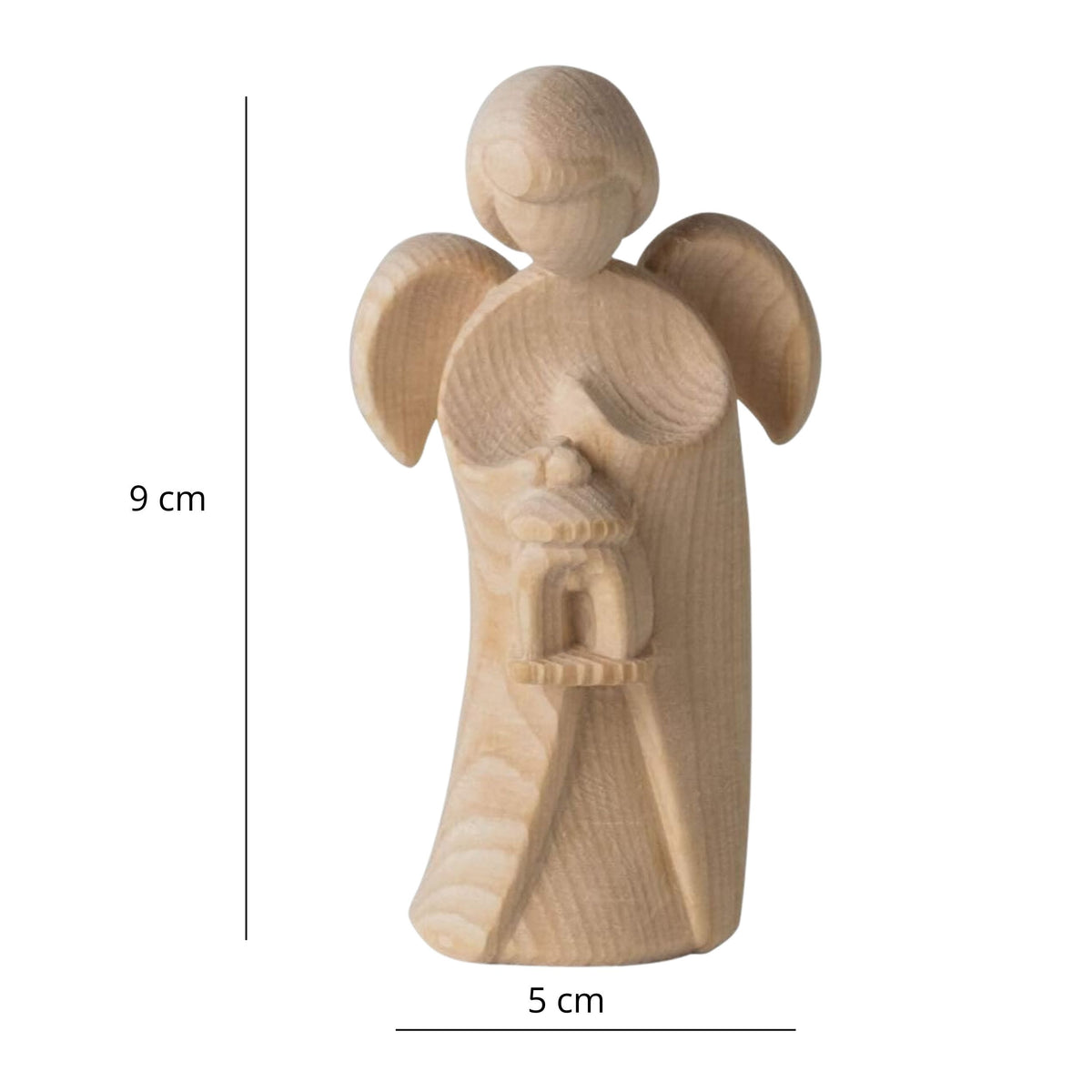 Klassischer Schutzengel aus Zirbenholz | Laterne 9cm