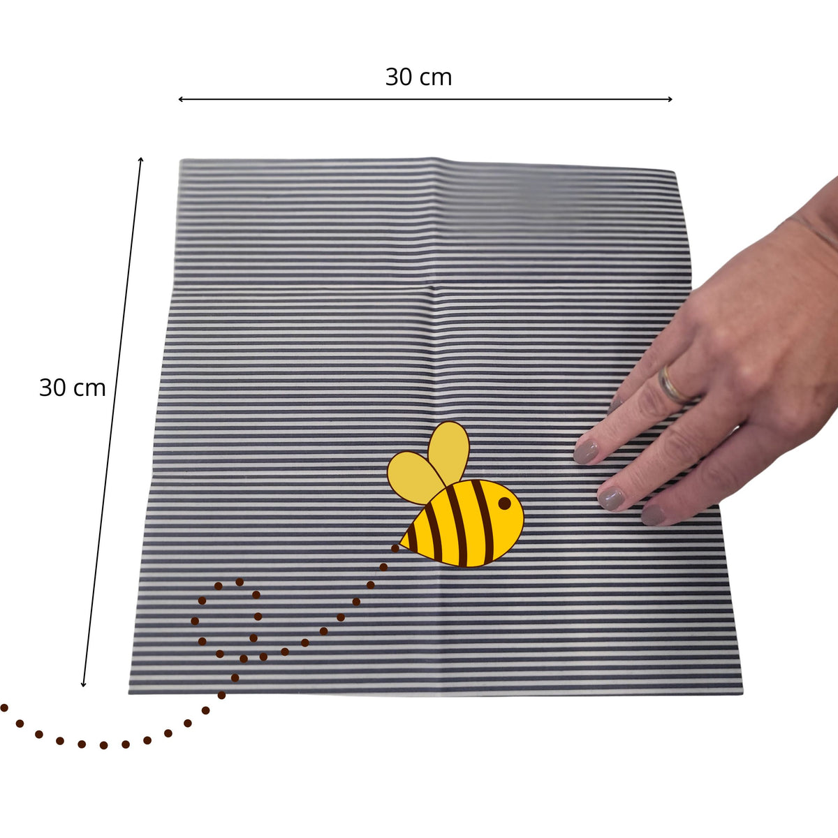 Bienenwachstuch 30x30 cm gestreift marineblau