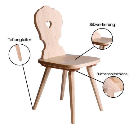 Bauernstuhl  'Urform kleinherzig' | in verschiedenen Ausführungen | B 41 x T 38 x H 87 cm