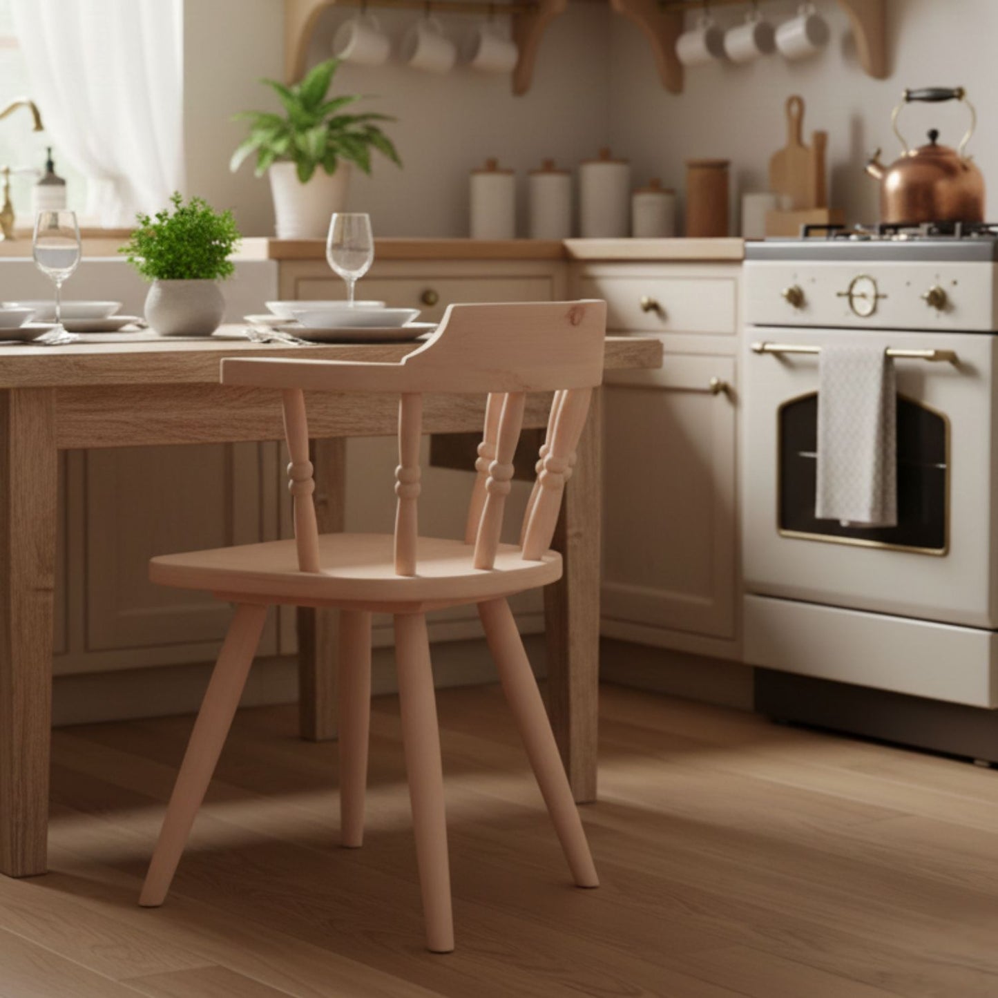 Landhaus Stuhl | mit Armlehne | aus Zirbenholz (Arve) | 'Sitbetter Native' | Beine aus Buche | Comfort Country