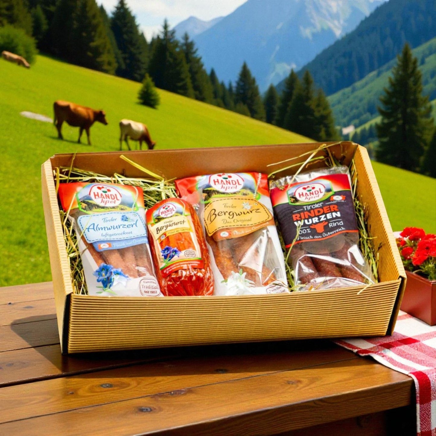 Genussbox 'Salz' | 4 verschiedene Würste | 600 g | im Geschenkskarton | Made in Austria