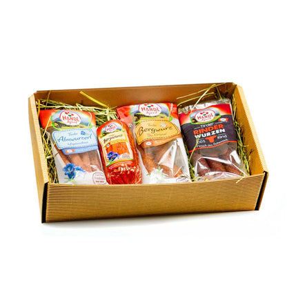 Genussbox 'Salz' | 4 verschiedene Würste | 600 g | im Geschenkskarton | Made in Austria