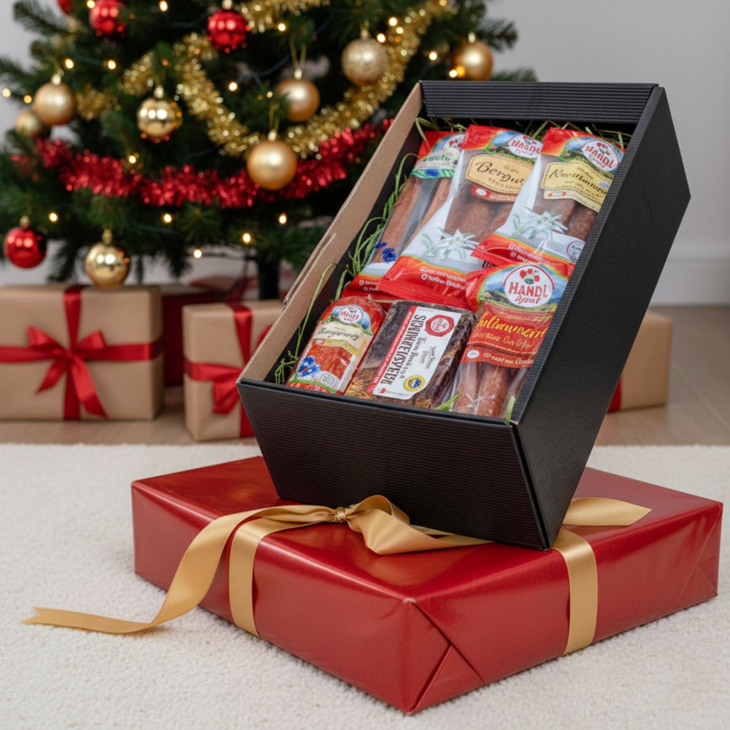 Weihnachts-Genussbox 'Koriander' | verschiedene Würste, Speck | 1050 g | im Geschenkskarton | Made in Austria