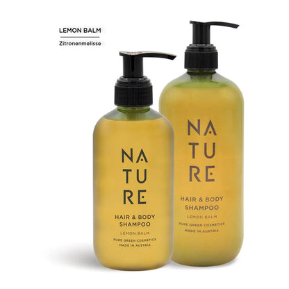 Hair & Body Shampoo 'Lemon Balm' | tierversuchsfrei | vegan | Kunststoffgebinde mit Pumpfunktion | Made in Austria