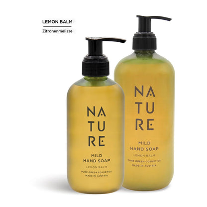 Mild Hand Soap 'Lemon Balm' | tierversuchsfrei | vegan | Kunststoffgebinde mit Pumpfunktion | Made in Austria