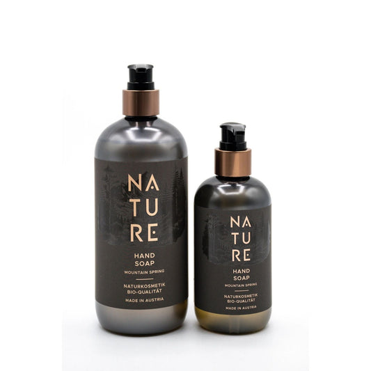 Hand Soap 'Mountain Spring' | tierversuchsfrei | vegan | Kunststoffgebinde mit Pumpfunktion | Made in Austria