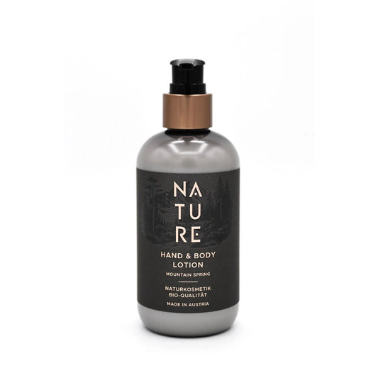 Hand & Body Lotion 'Mountain Spring' | 250 ml | tierversuchsfrei | vegan | Kunststoffgebinde mit Pumpfunktion | Made in Austria