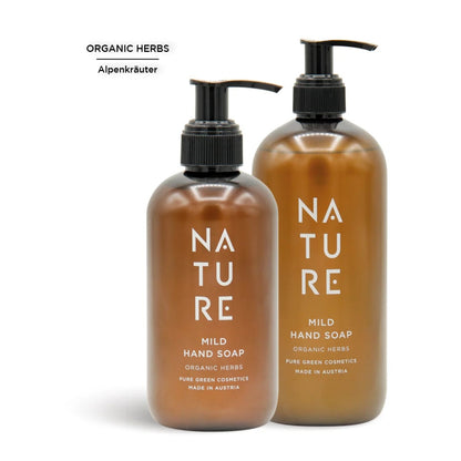 Mild Hand Soap 'Organic Herbs' | tierversuchsfrei | vegan | Kunststoffgebinde mit Pumpfunktion | Made in Austria
