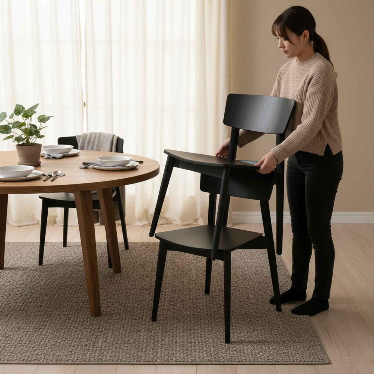 Stapelstuhl 'Mina' aus massiver | Buche | 2er-Set | Holzsitzfläche | in verschiedenen Farben | Handwerk aus Südtirol