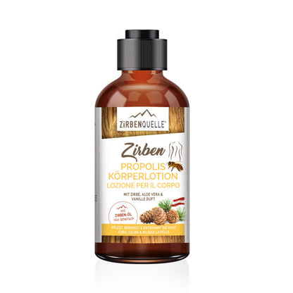Zirben Propolis Körperlotion | 250 ml | Pumpflasche | mit Zirbe, Aloe Vera & Vanilleduft | Made in Austria