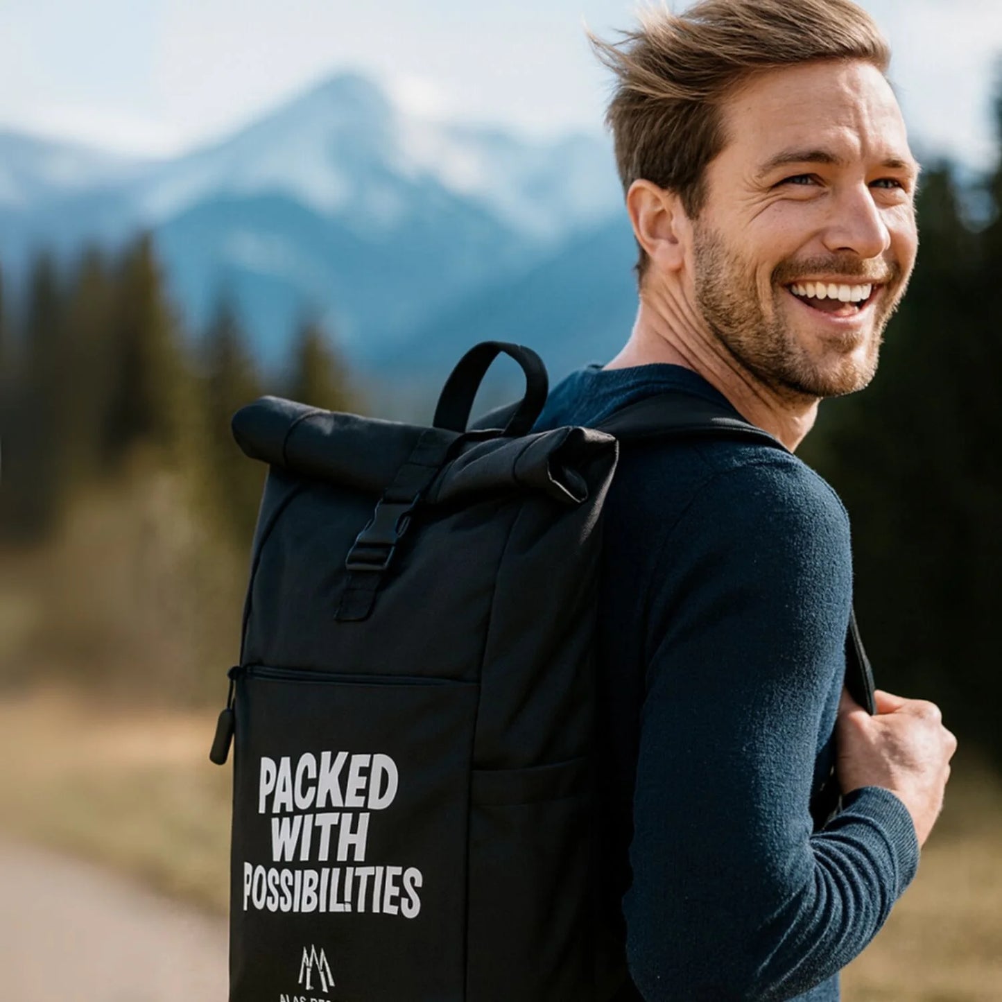 ALPS RESORTS Roll-up Rucksack | 55 x 28 x 12 cm | flexibler Rollverschluß | aus recyceltem PET