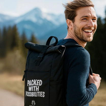 ALPS RESORTS Roll-up Rucksack | 55 x 28 x 12 cm | flexibler Rollverschluß | aus recyceltem PET