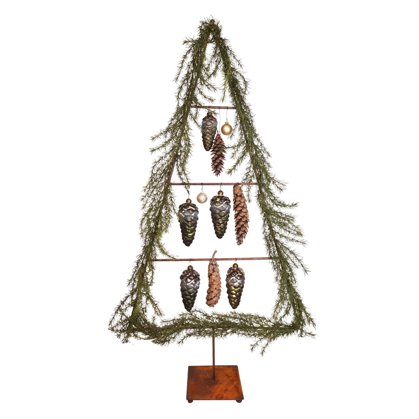 Schlichter Tannenbaum / Weihnachts- und Dekobaum aus Edelrost 'Crossbar' | B 64 x H 130 cm | 3 Querstangen zum Behängen | In- und Outdoor geeignet | Made in Germany