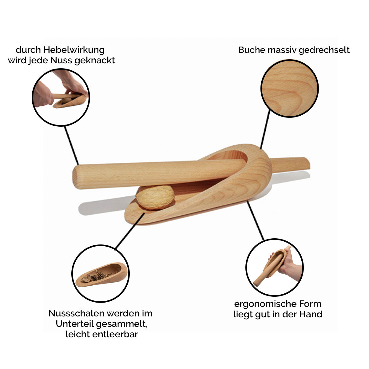 Nussbesteck/Nussknacker ‘GeNuss’ aus Buchenholz | ästhetisch & funktional | Made in Germany