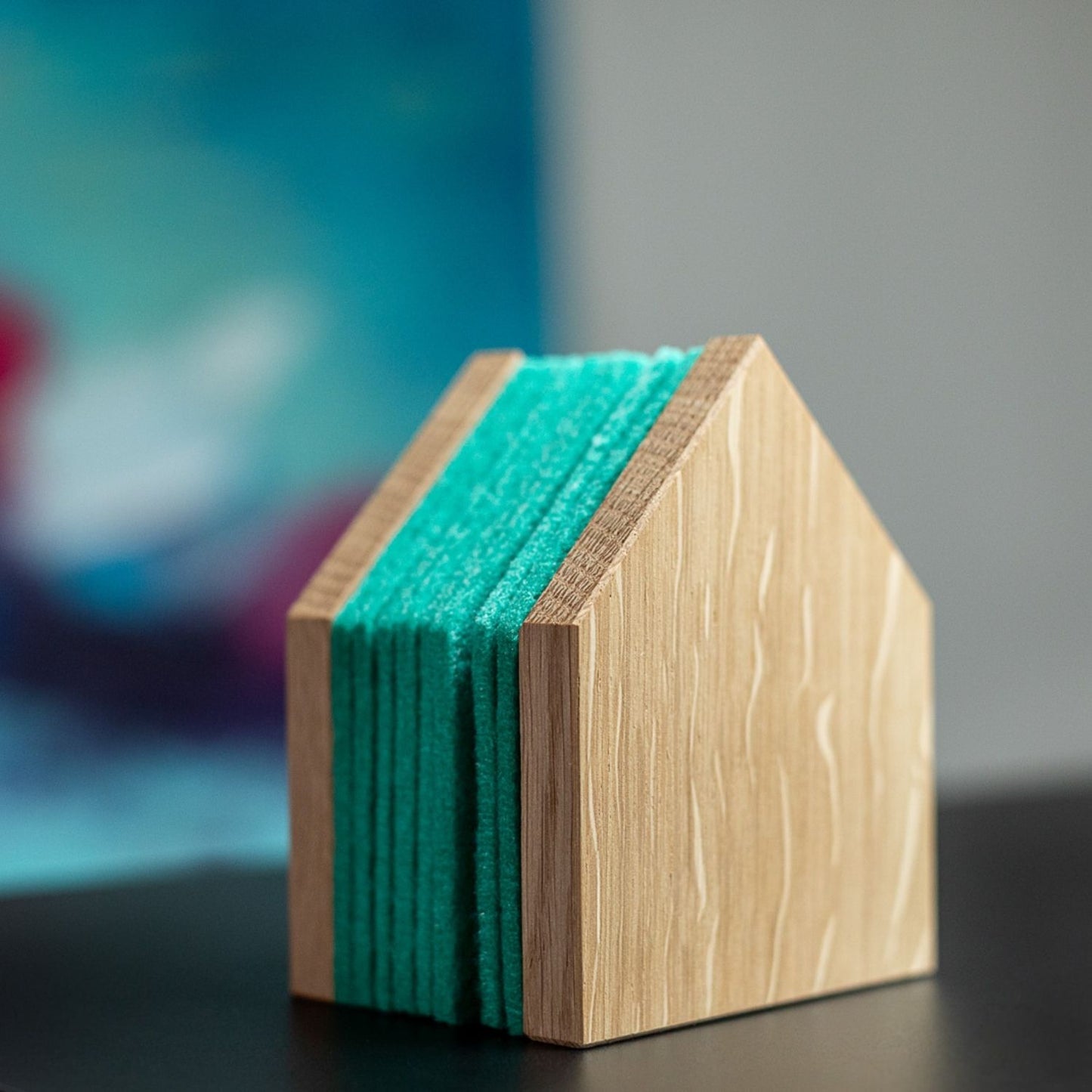 Glasuntersetzer 'Gasthaus' | 8 Stück | Eiche, recycelter PET-Filz | B 7 x T 9 x H 11,5 cm | in verschiedenen Farben | Made in Germany