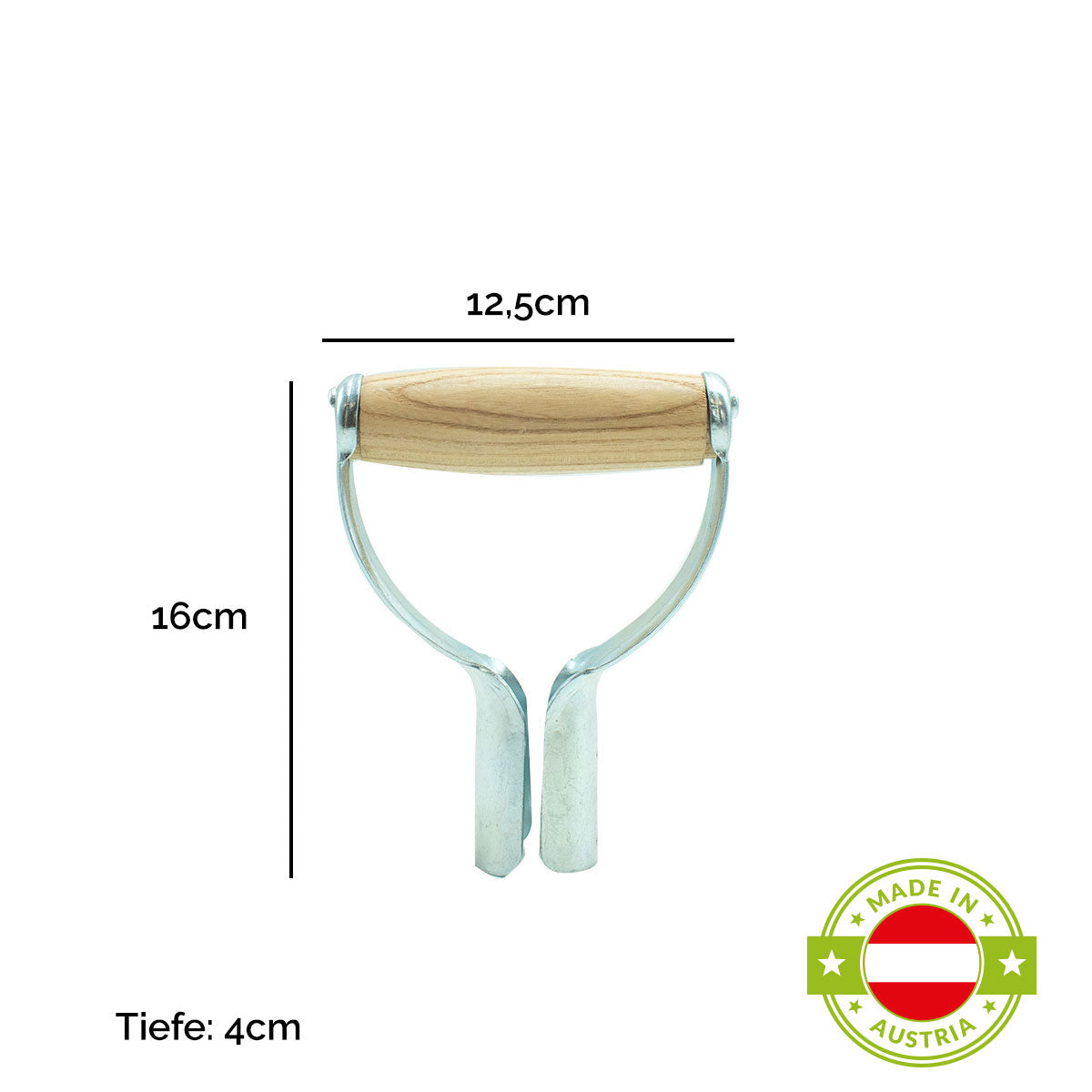 D-Griff aus Eisen und Holz | Ersatzteil für Schaufeln oder Spaten | passend für Stiele mit DM 3 bis 4 cm | Made in Austria