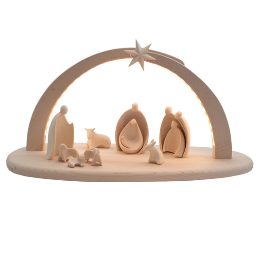Stall mit Beleuchtung natur - 9 teilig