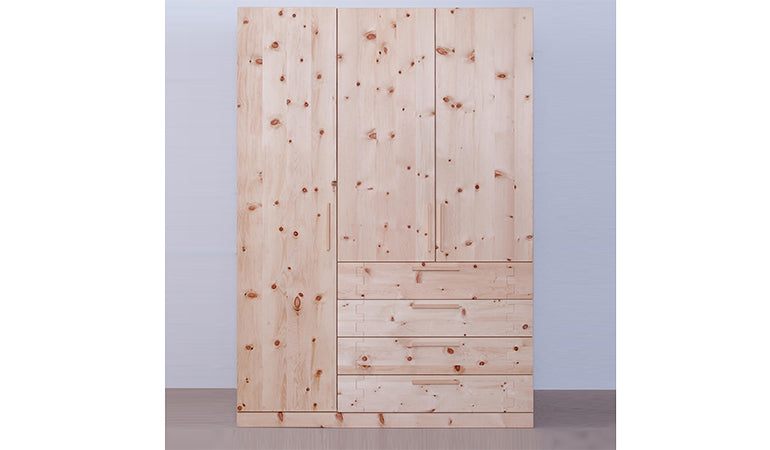 Kleiderschrank aus Zirbenholz - Eintürig rechtsoeffnend