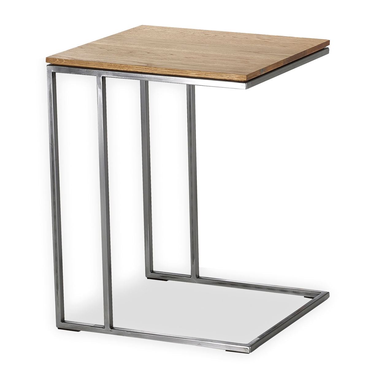 Beistelltisch KUUB | Designtisch aus Naturstahl mit Eichenplatte | verschiedene Ausführungen