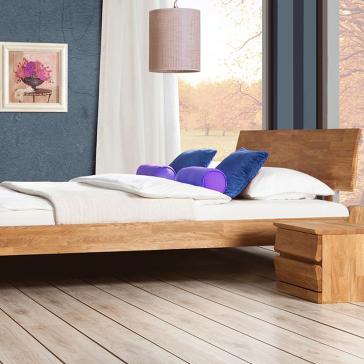 Einzel-/Doppelbett 'Lazy' - in Buche und Eiche