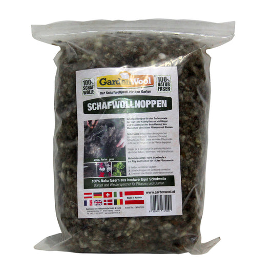 Reine Schafwollnoppen Dünger und Wasserspeicher für Pflanzen und Blumen | 200 g | Naturprodukt