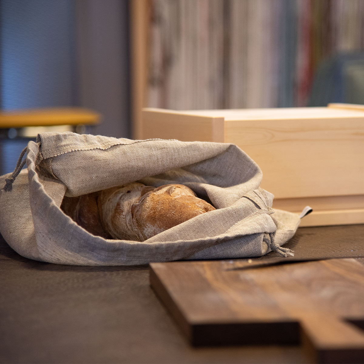 Brotbeutel aus Natur Bäckerleinen mit Baumwollkordel in verschiedenen Größen - Handarbeit aus Österreich
