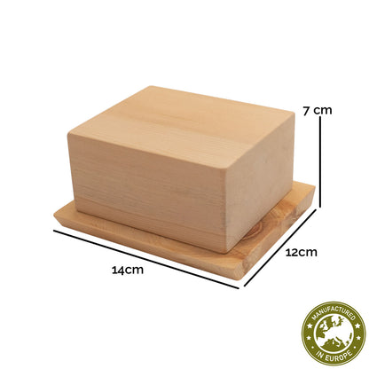 Butterdose ‘Klein-und-Fein’ aus 100% unbehandeltem Zirbenholz | für 250 g Butterwürfel | 2-teilig | umweltfreundlich und robust | Made in Europe